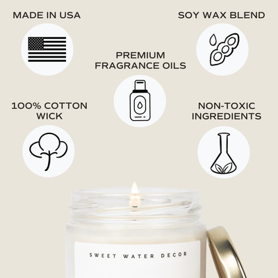 Luxury Getaway Soy Candle - Clear Jar - 9 oz - Sweet Water Decor - Candles