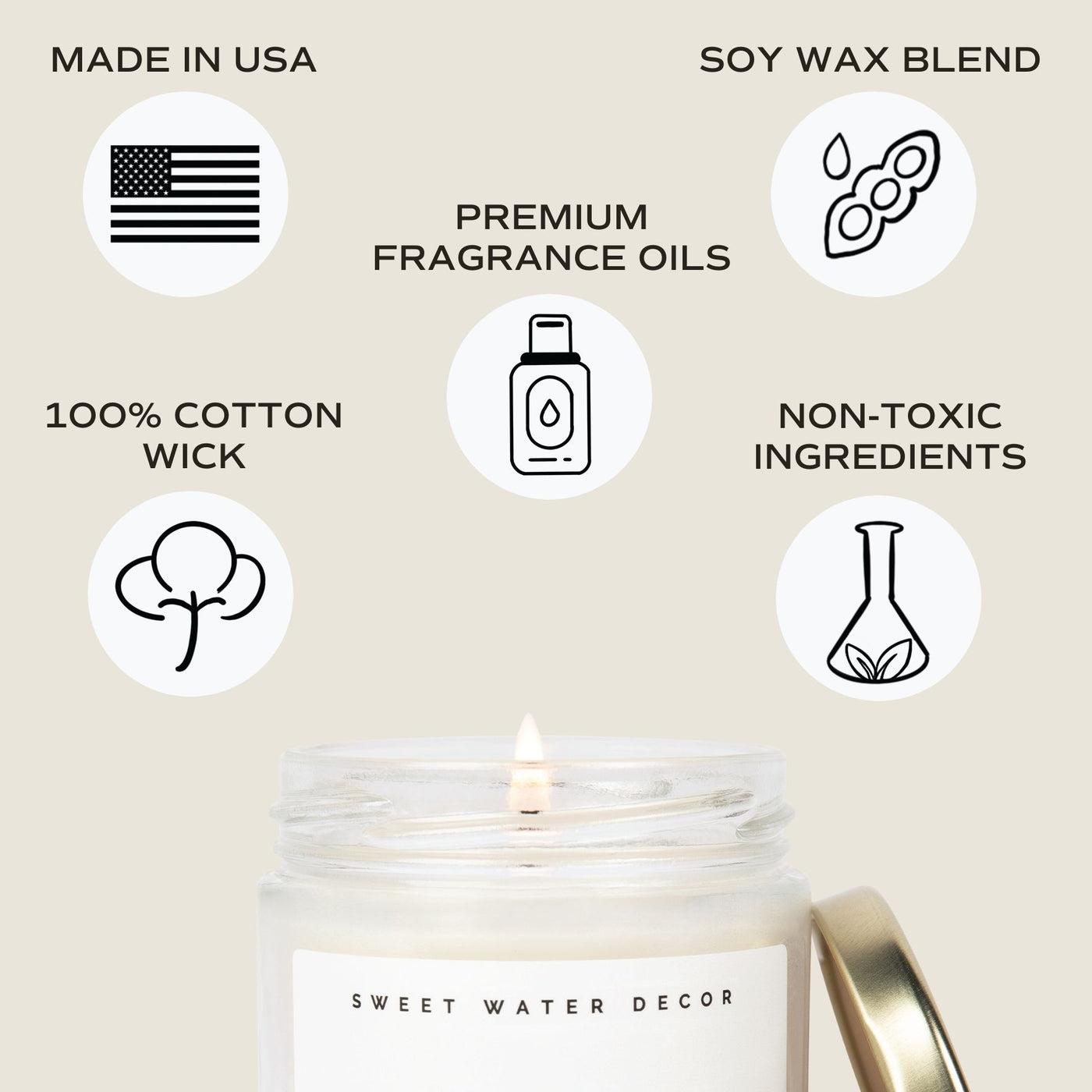 Sunday Brunch Soy Candle - Clear Jar - 9 oz - Sweet Water Decor - Candles
