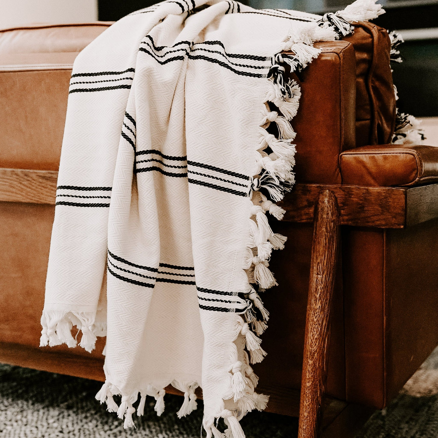 Taylor Turkish Blanket - Three Stripe - Sweet Water Decor - Blankets