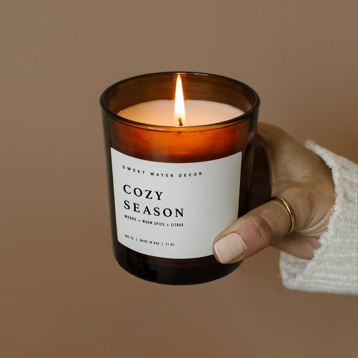 Cozy Season Soy Candle - Amber Jar - 11 oz - Sweet Water Decor - Candles