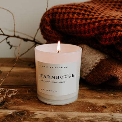 Farmhouse Soy Candle - White Jar - 11 oz - Sweet Water Decor - Candles