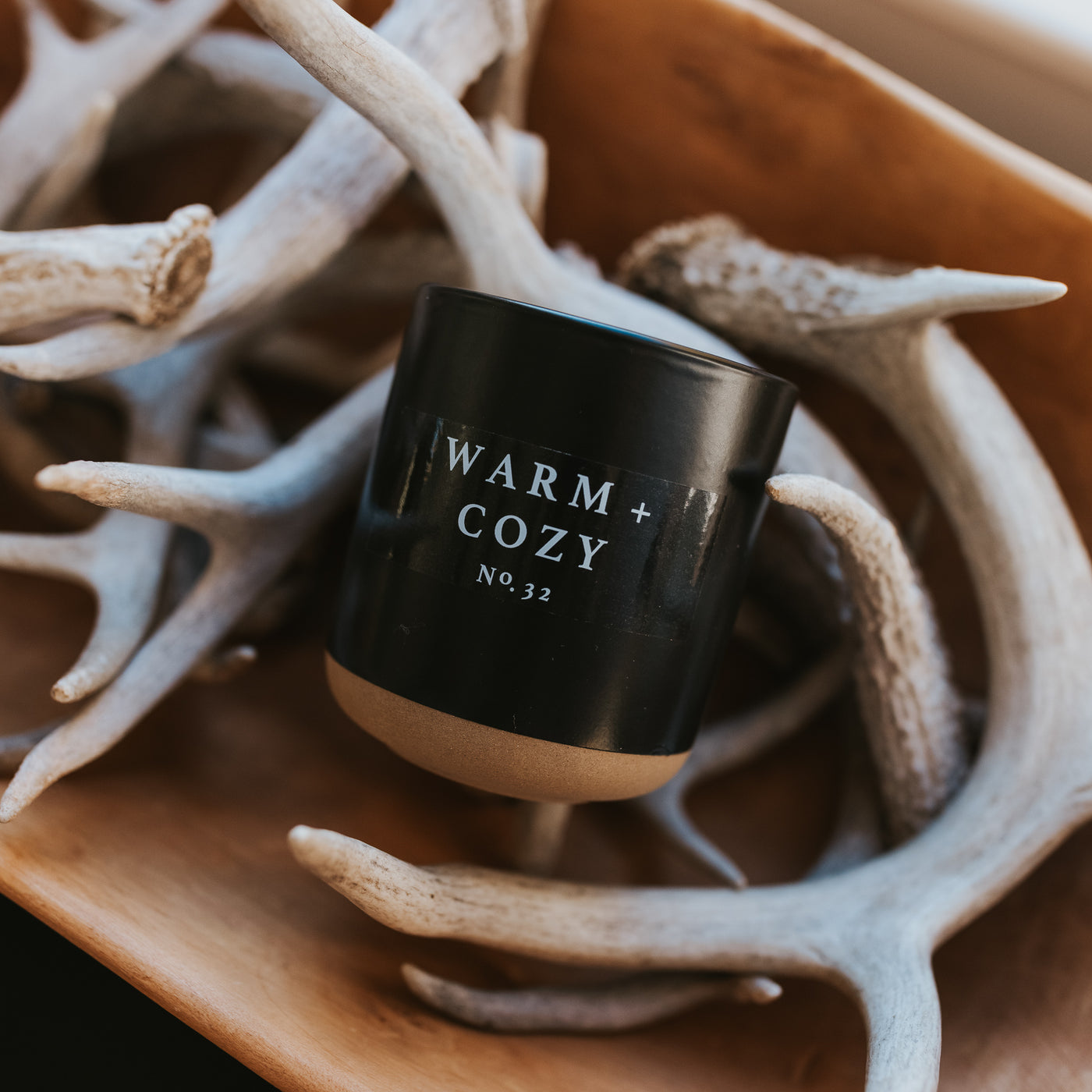 Warm and Cozy Soy Candle - Black Stoneware Jar - 12 oz - Sweet Water Decor - Candles
