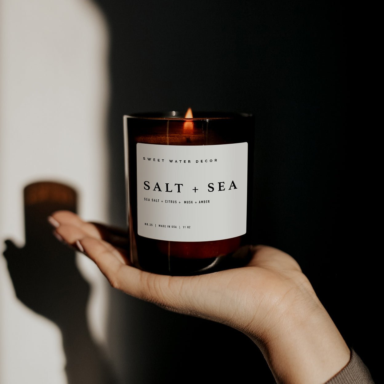 Salt and Sea Soy Candle - Amber Jar - 11 oz - Sweet Water Decor - Candles
