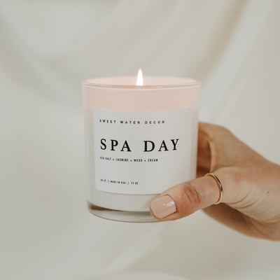 Spa Day Soy Candle - White Jar - 11 oz - Sweet Water Decor - Candles