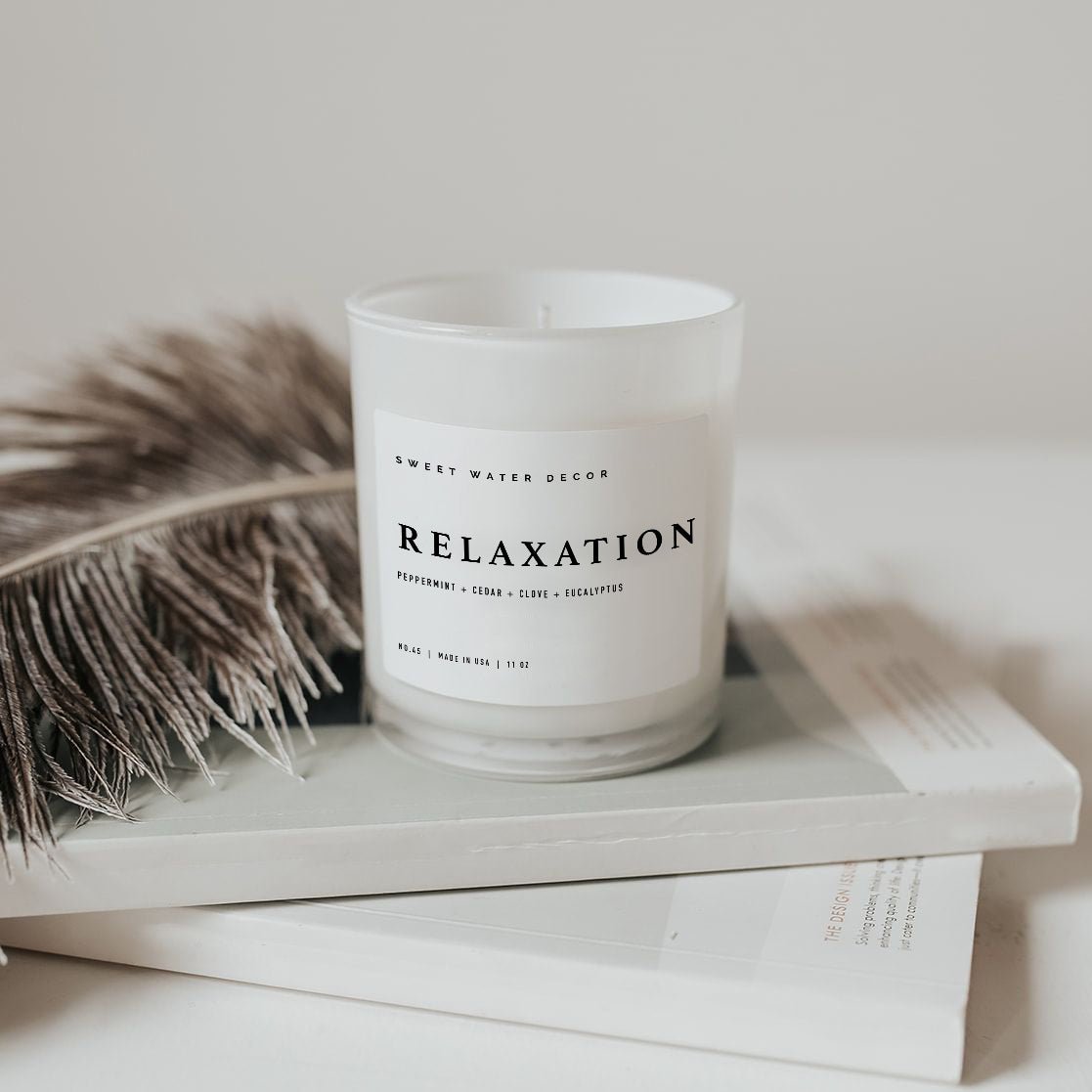 Relaxation Soy Candle - White Jar - 11 oz - Sweet Water Decor - Candles