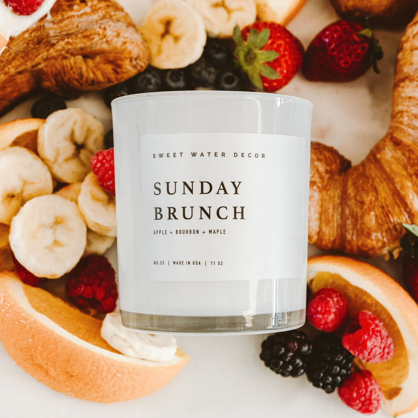 Sunday Brunch Soy Candle - White Jar - 11 oz - Sweet Water Decor - Candles