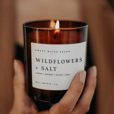 Wildflowers and Salt Soy Candle - Amber Jar - 11 oz - Sweet Water Decor - Candles
