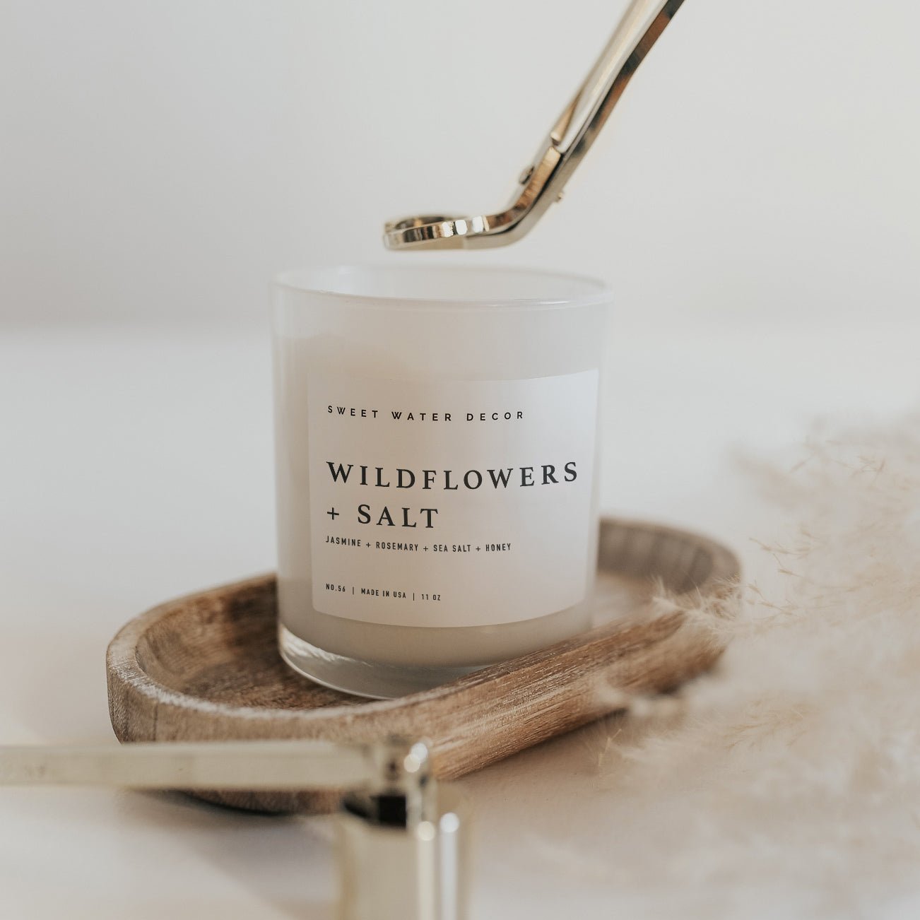 Wildflowers and Salt Soy Candle - White Jar - 11 oz - Sweet Water Decor - Candles