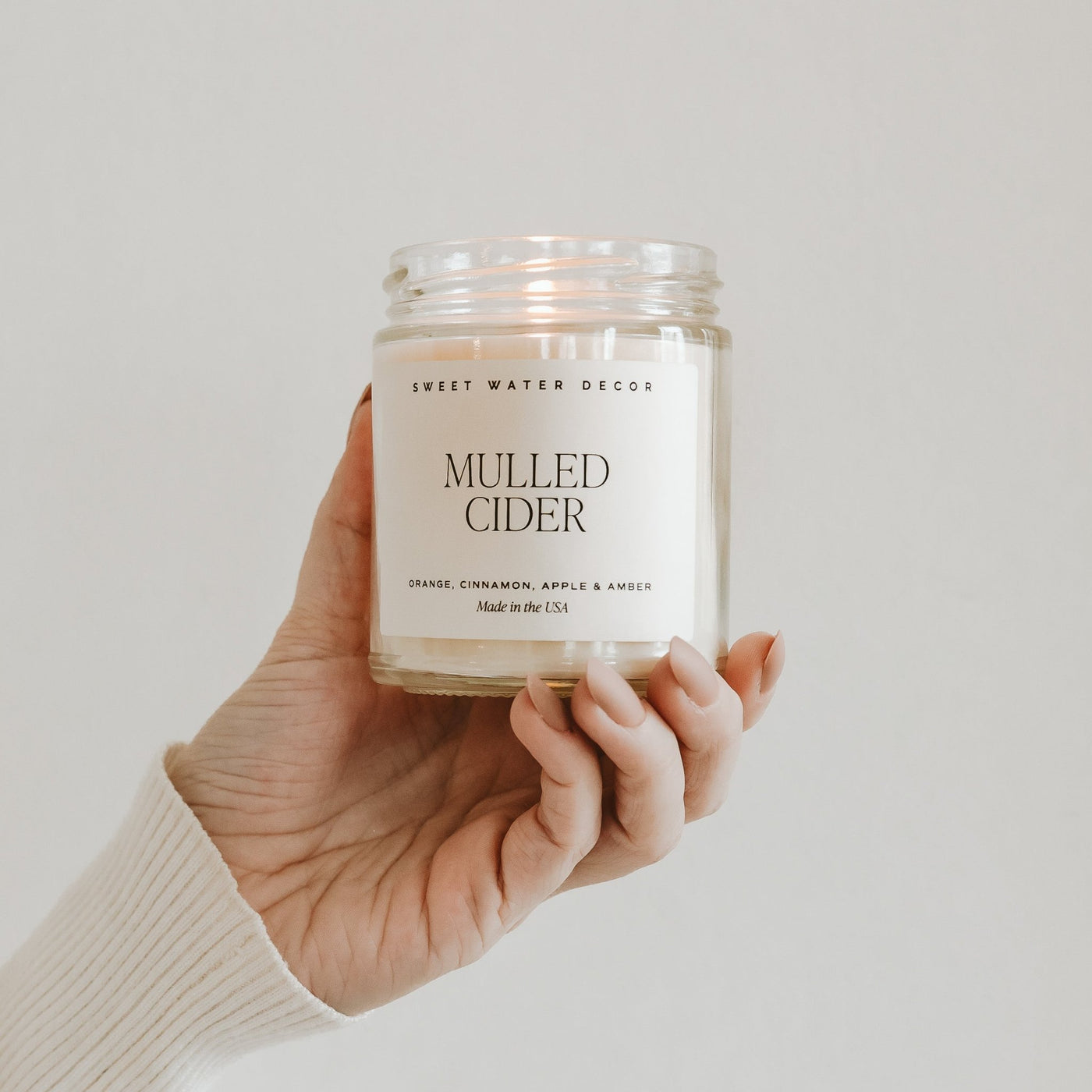 Mulled Cider Soy Candle - Clear Jar - 9 oz - Sweet Water Decor - Candles