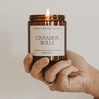 Cinnamon Rolls Soy Candle - Amber Jar - 9 oz - Sweet Water Decor - Candles