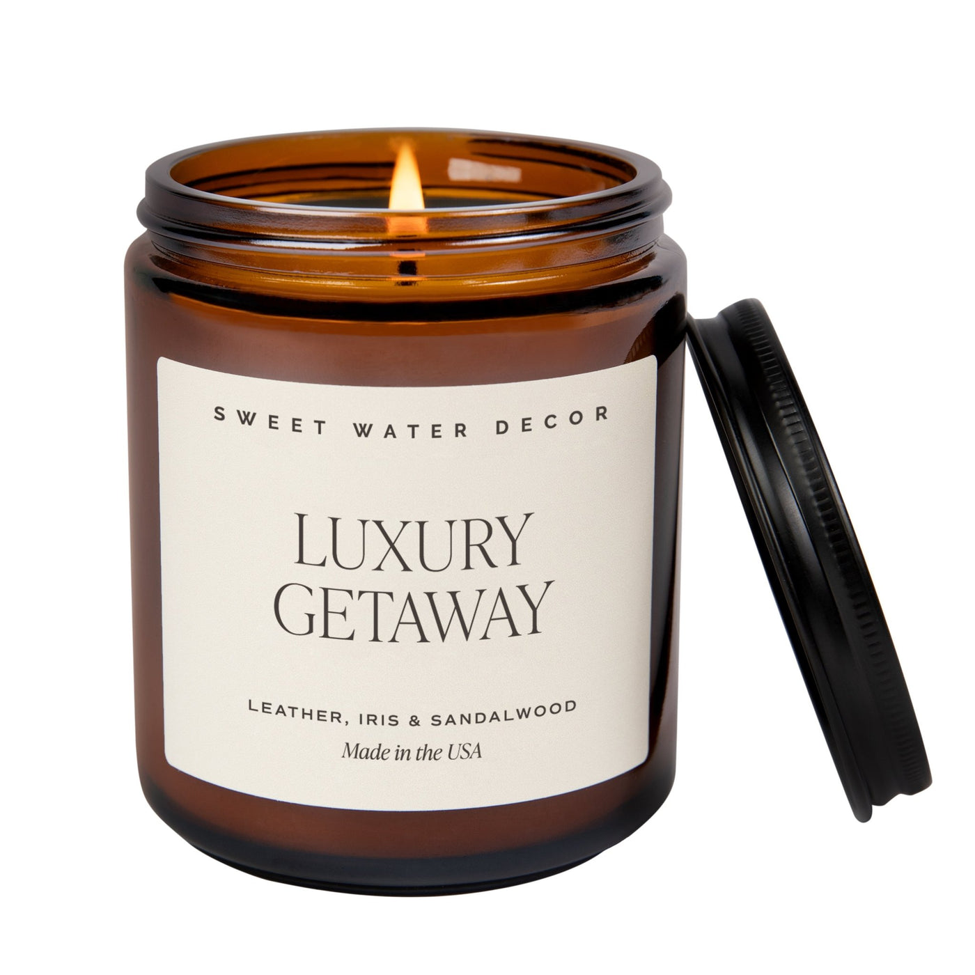 Luxury Getaway Soy Candle - Amber Jar - 9 oz - Sweet Water Decor - Candles