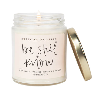 Be Still and Know Soy Candle - Clear Jar - 9 oz - Sweet Water Decor - Candles