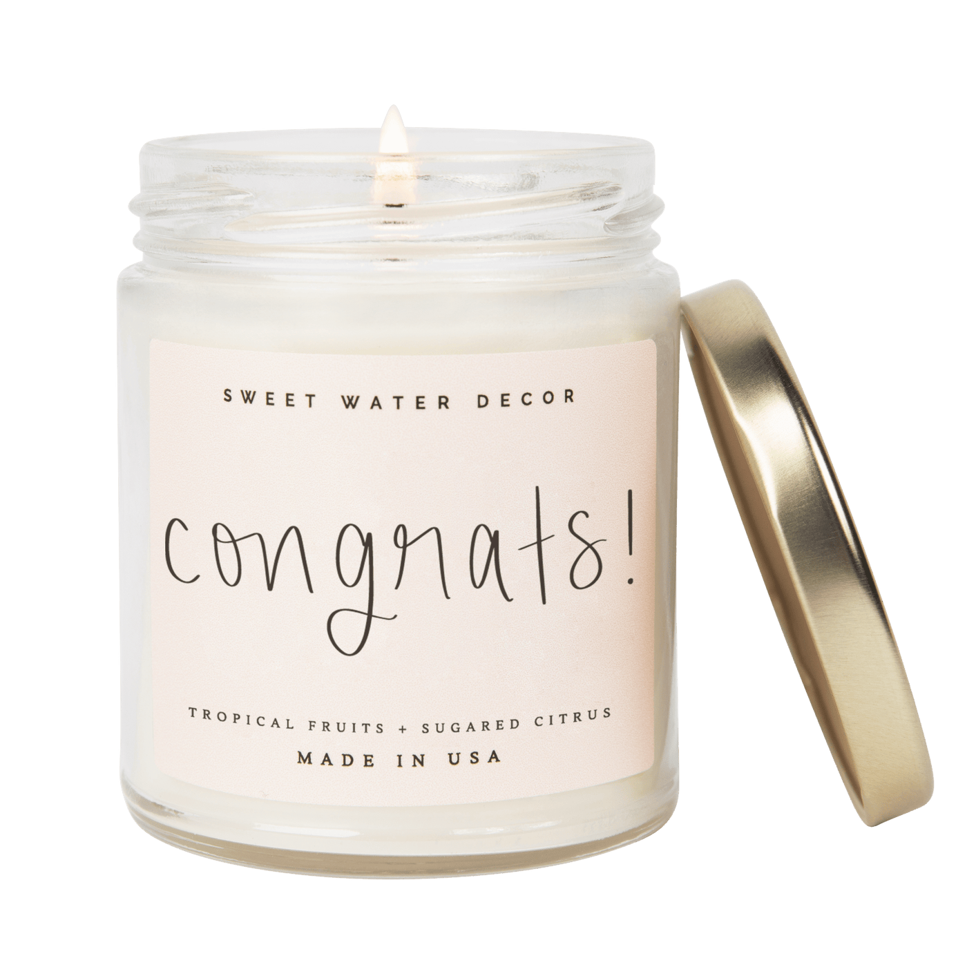 Congrats! Soy Candle - Clear Jar - 9 oz - Sweet Water Decor - Candles