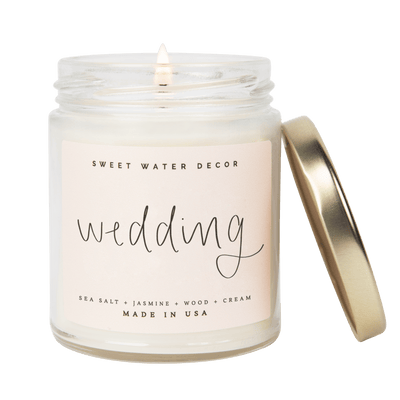 Wedding Soy Candle - Clear Jar - 9 oz - Sweet Water Decor - Candles