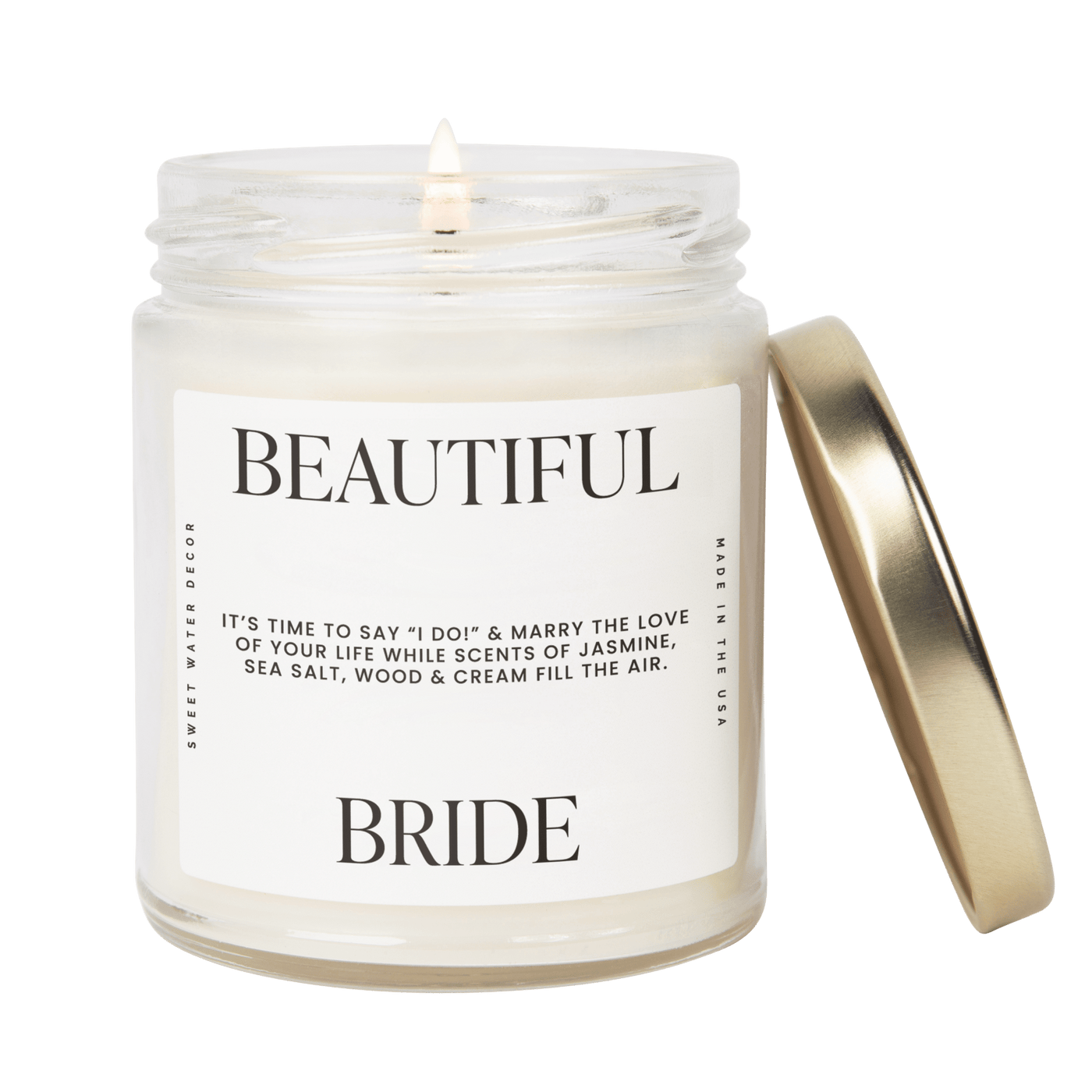 Beautiful Bride Soy Candle - Large Quote Label - 9 oz - Sweet Water Decor - Candles