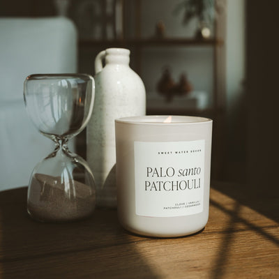 Palo Santo Patchouli Soy Candle - Tan Matte Jar - 15 oz - Sweet Water Decor - Candles