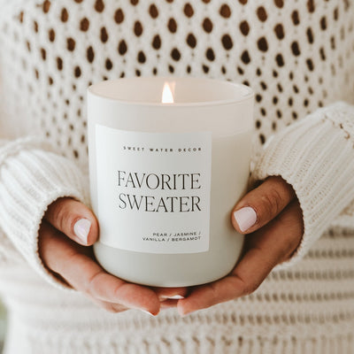 Favorite Sweater Soy Candle - Tan Matte Jar - 15 oz - Sweet Water Decor - Candles
