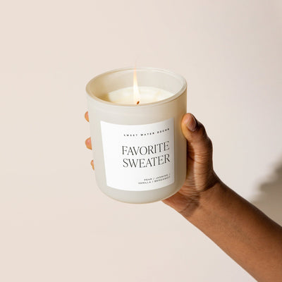 Favorite Sweater Soy Candle - Tan Matte Jar - 15 oz - Sweet Water Decor - Candles