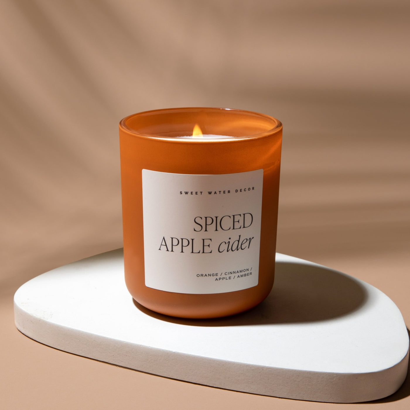 Spiced Apple Cider Soy Candle - Orange Matte Jar - 15 oz - Sweet Water Decor - Candles