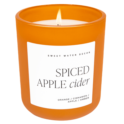 Spiced Apple Cider Soy Candle - Orange Matte Jar - 15 oz - Sweet Water Decor - Candles