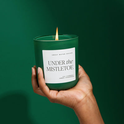 Under the Mistletoe Soy Candle - Green Matte Jar - 15 oz - Sweet Water Decor - Candles