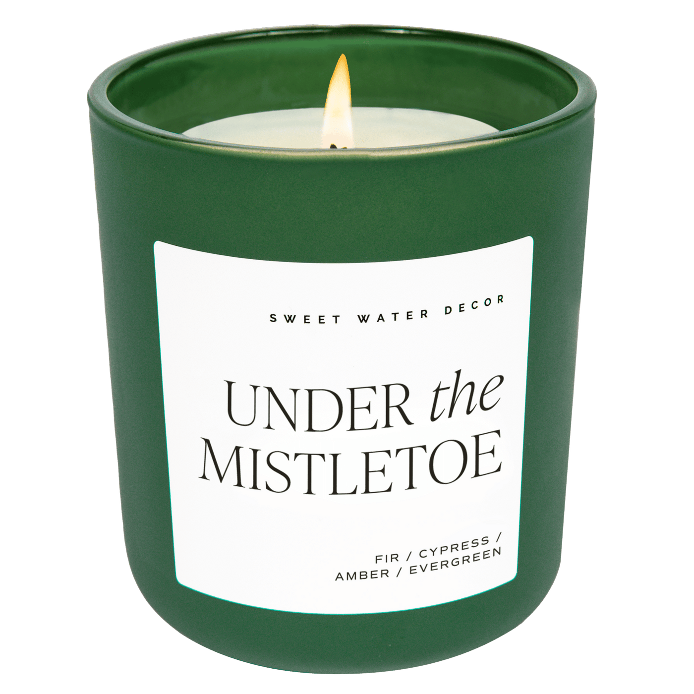 Under the Mistletoe Soy Candle - Green Matte Jar - 15 oz - Sweet Water Decor - Candles