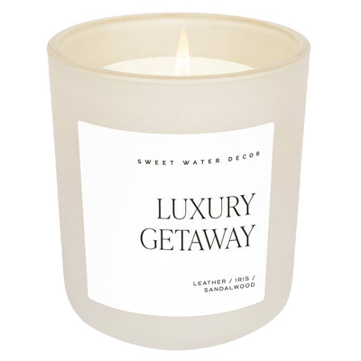 Luxury Getaway Soy Candle - Tan Matte Jar - 15 oz - Sweet Water Decor - Candles