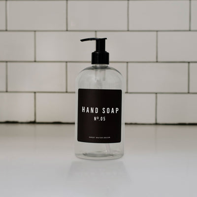 16oz Clear Plastic Hand Soap Dispenser - Black Label - Sweet Water Decor - Dispensers
