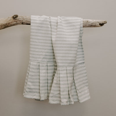 Grey Striped Tea Towel with Ruffle - Sweet Water Decor - Hand Towels