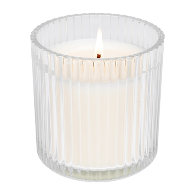 Cozy Season Fluted Soy Candle - Ribbed Glass Jar - 11 oz - Sweet Water Decor - Candles