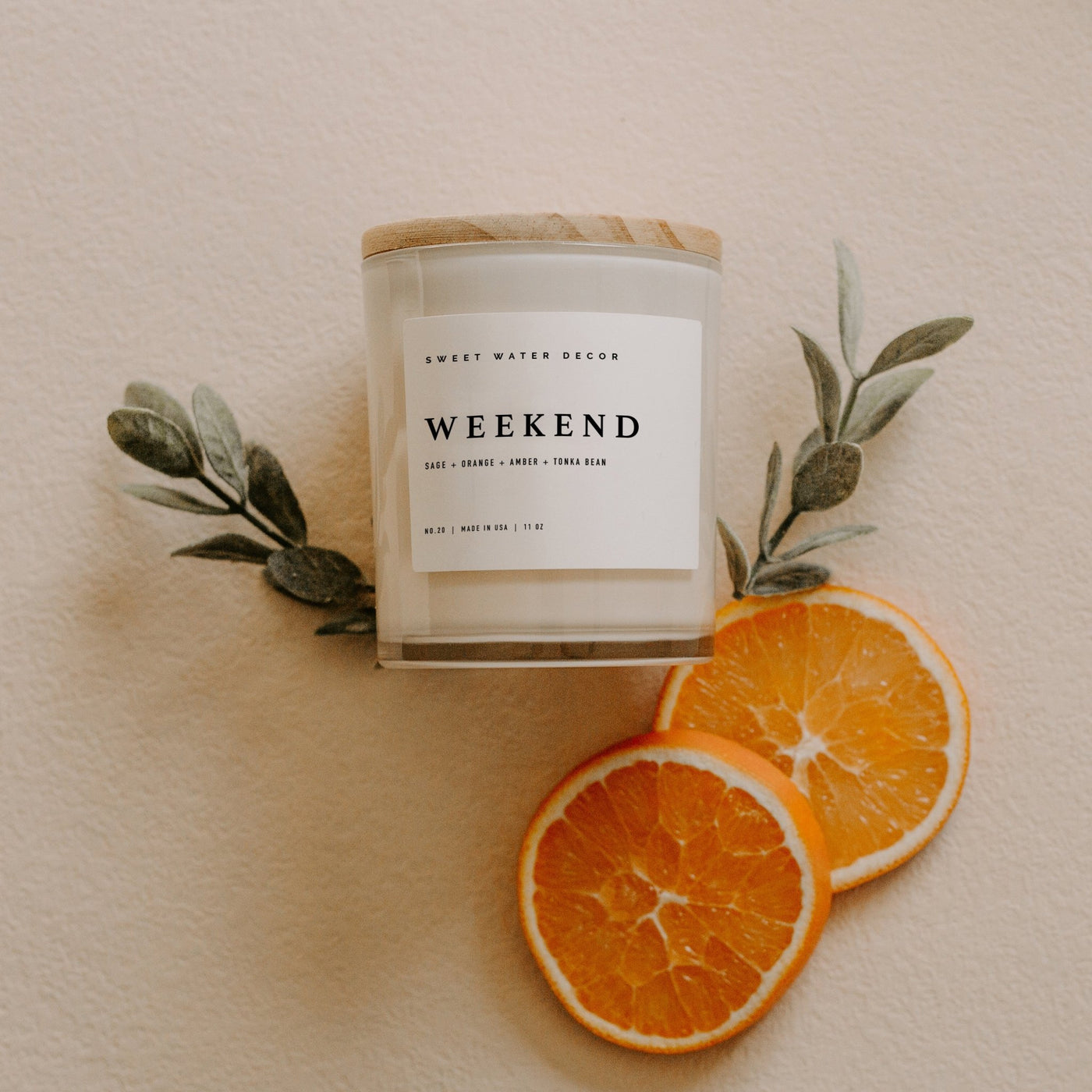 Weekend Soy Candle - White Jar - 11 oz - Sweet Water Decor - Candles