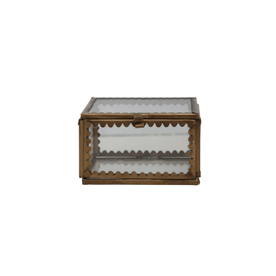 Brass & Glass Display Box w/ Scalloped Edge - Sweet Water Decor - display box