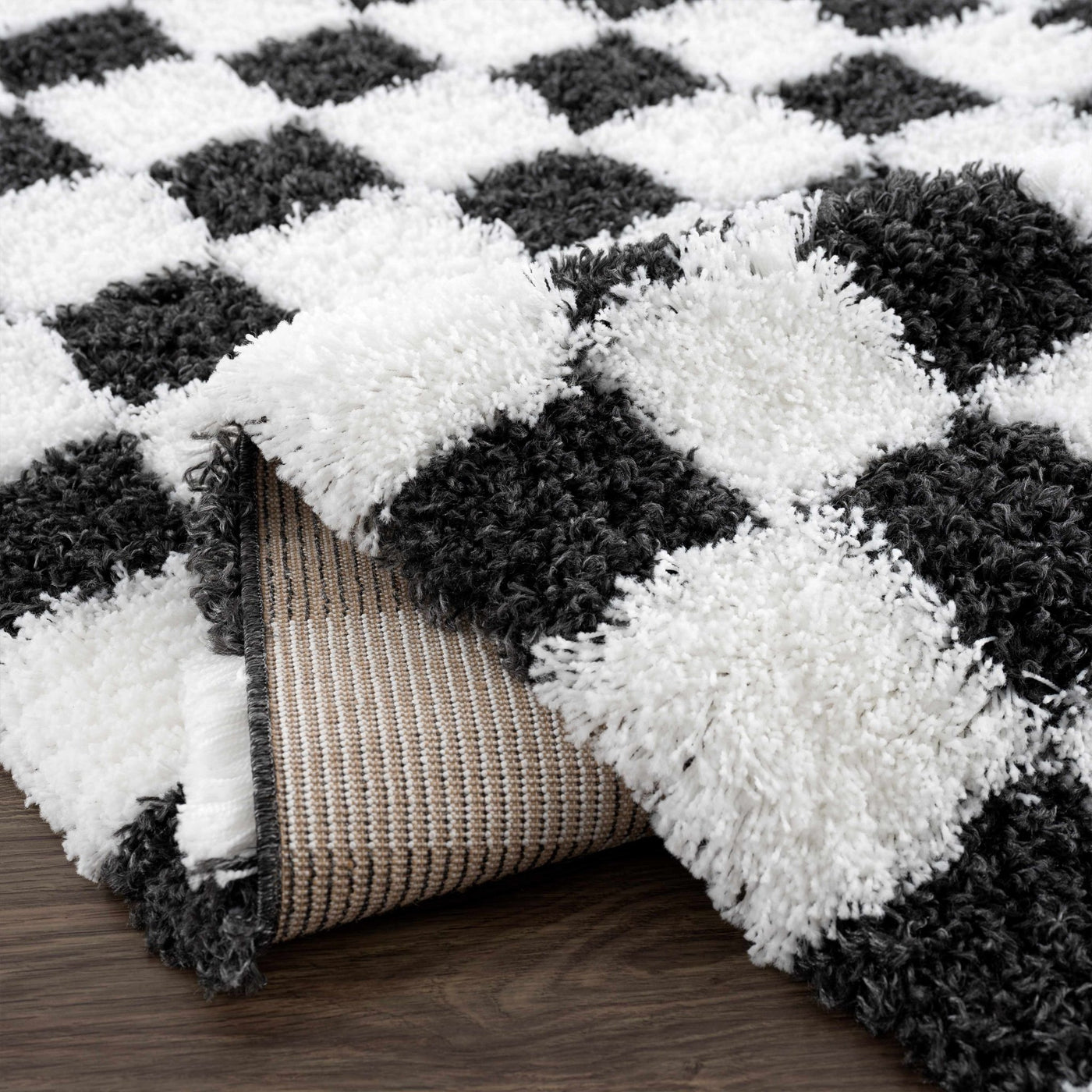 Atira Black & White Checkered Area Rug - Sweet Water Decor - Rugs