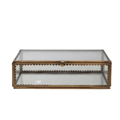 Brass & Glass Display Box w/ Scalloped Edge - Sweet Water Decor - display box