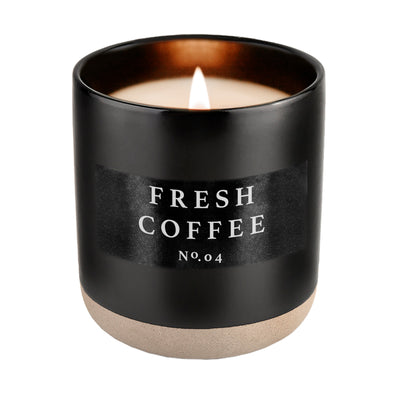 Fresh Coffee Soy Candle - Black Stoneware Jar - 12 oz - Sweet Water Decor - Candles
