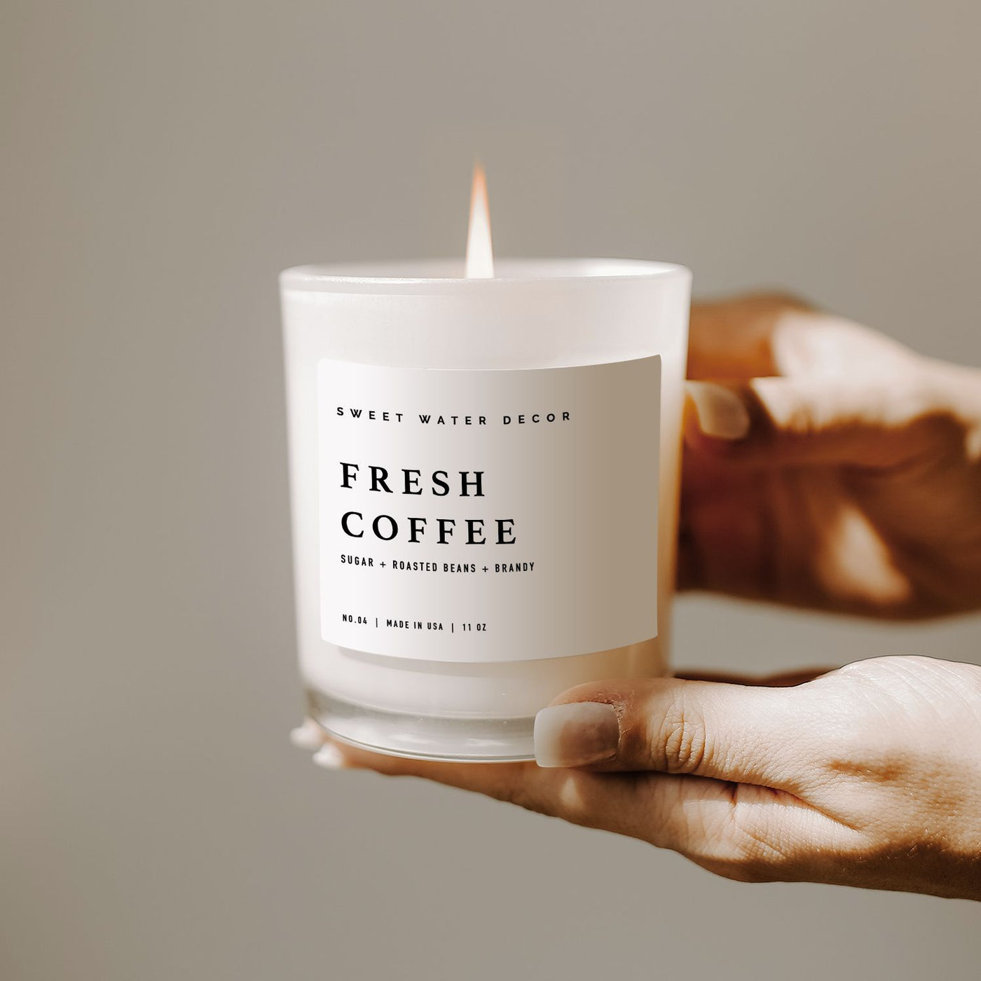 Fresh Coffee Soy Candle - White Jar - 11 oz - Sweet Water Decor - Candles