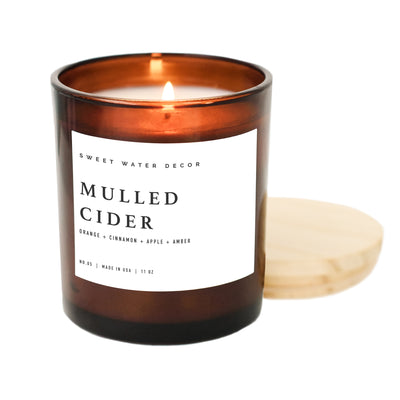 Mulled Cider Soy Candle - Amber Jar - 11 oz - Sweet Water Decor - Candles