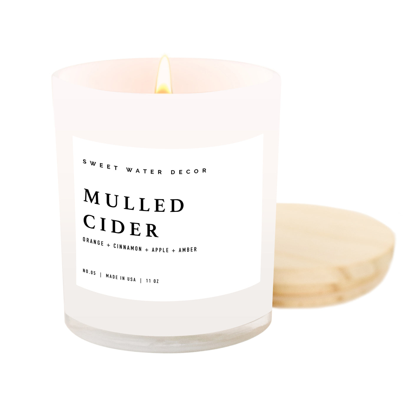 Mulled Cider Soy Candle - White Jar - 11 oz - Sweet Water Decor - Candles