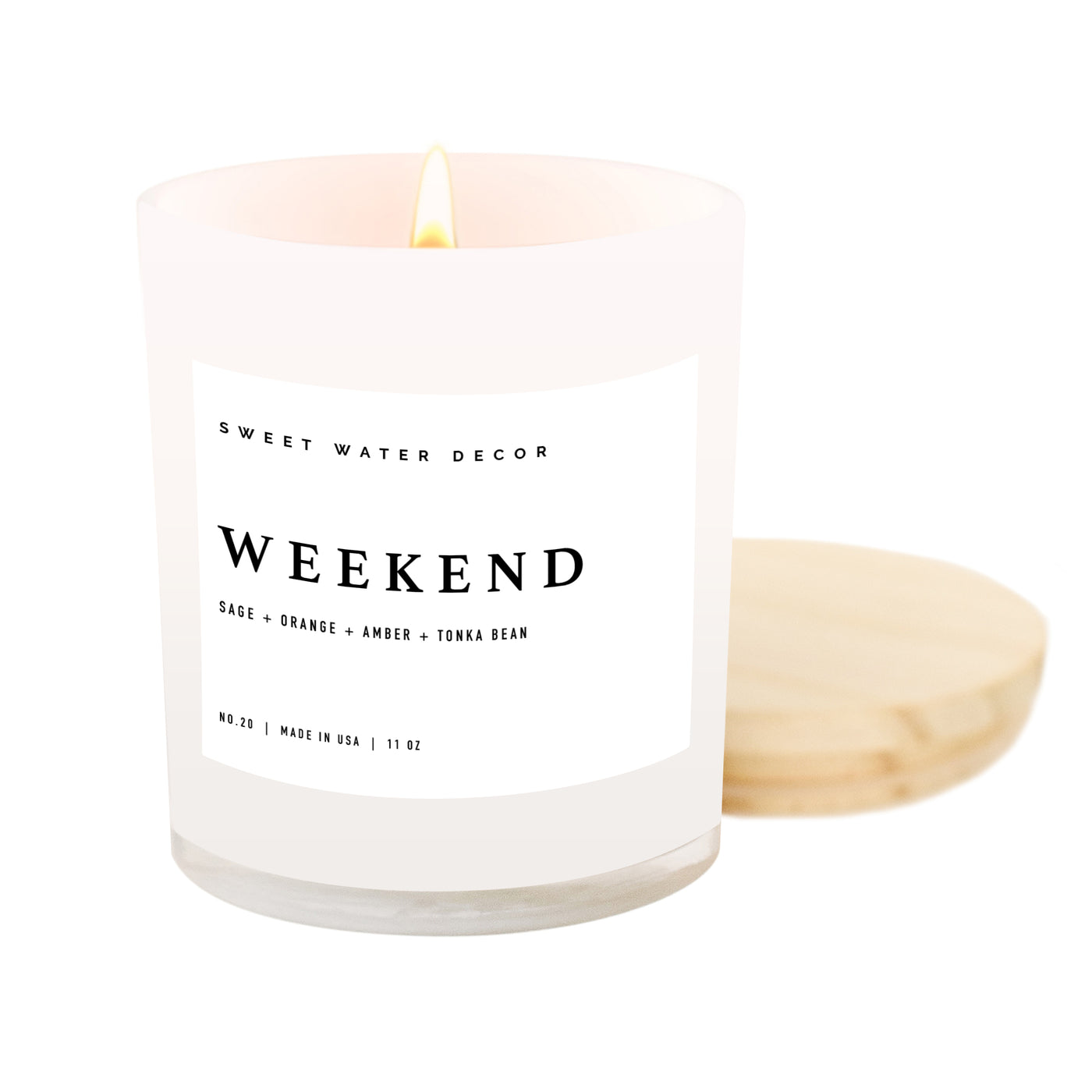 Weekend Soy Candle - White Jar - 11 oz - Sweet Water Decor - Candles