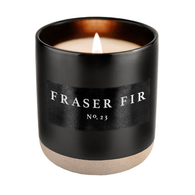 Fraser Fir Soy Candle - Black Stoneware Jar - 12 oz - Sweet Water Decor - Candles