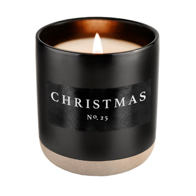 Christmas Soy Candle - Black Stoneware Jar - 12 oz - Sweet Water Decor - Candles