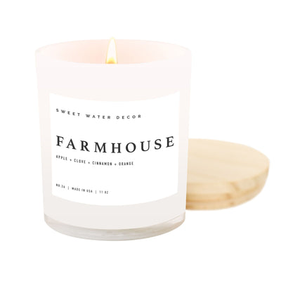 Farmhouse Soy Candle - White Jar - 11 oz - Sweet Water Decor - Candles