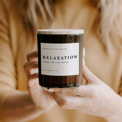 Relaxation Soy Candle - Amber Jar - 11 oz - Sweet Water Decor - Candles