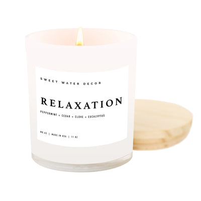 Relaxation Soy Candle - White Jar - 11 oz - Sweet Water Decor - Candles