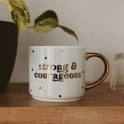 Strong and Courageous 17oz. Tile Coffee Mug - Sweet Water Decor - Coffee Mugs