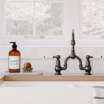 16oz Amber Glass Hand Soap Dispenser - White Label - Sweet Water Decor - Dispensers