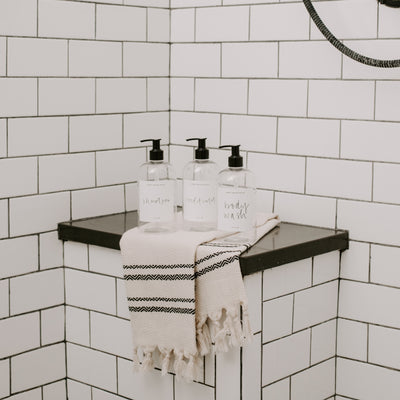 16oz Clear Plastic Shampoo Dispenser- White Label - Sweet Water Decor - Dispensers