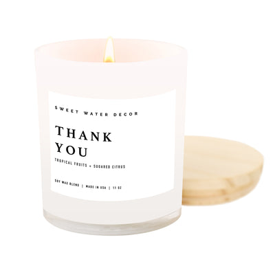 Thank You! Soy Candle - White Jar - 11 oz - Sweet Water Decor - Candles