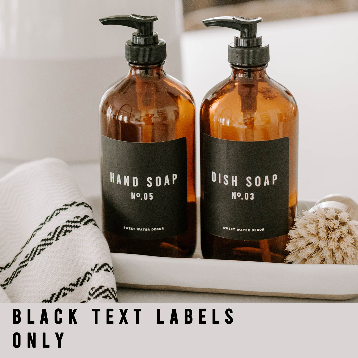 Black Text Labels for Plastic and Glass Dispensers - Sweet Water Decor - Dispensers