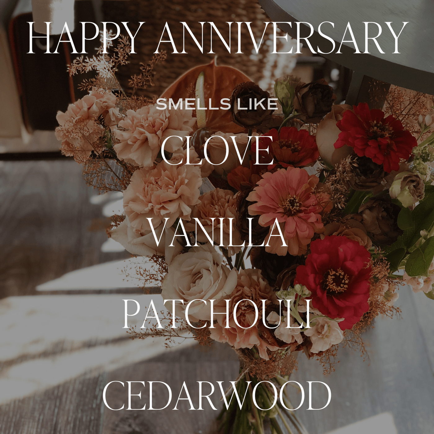 Happy Anniversary Soy Candle - Clear Jar - 9 oz (Palo Santo Patchouli) - Sweet Water Decor - Candles